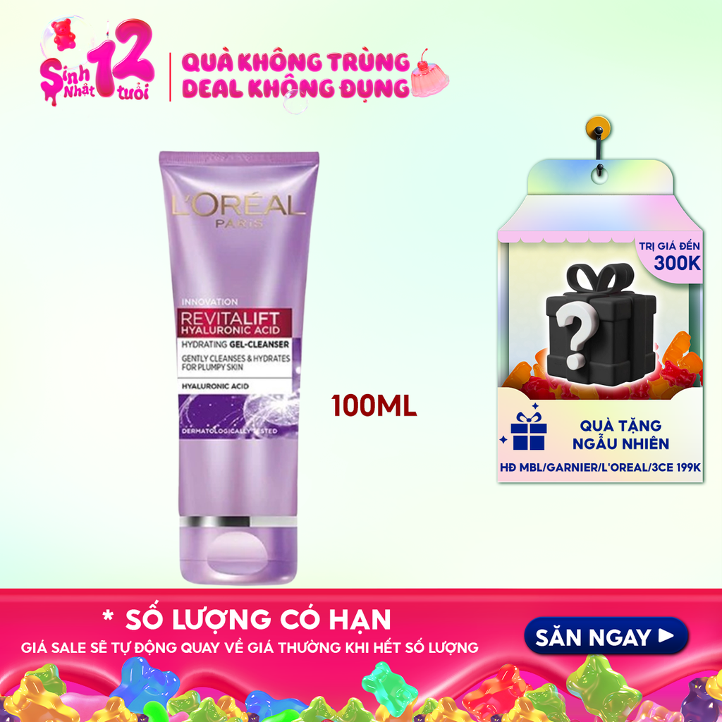 Sữa Rửa Mặt L'oreal Cấp Ẩm Revitalift Hyaluronic Acid Hydrating Gel Cleanser 100ml