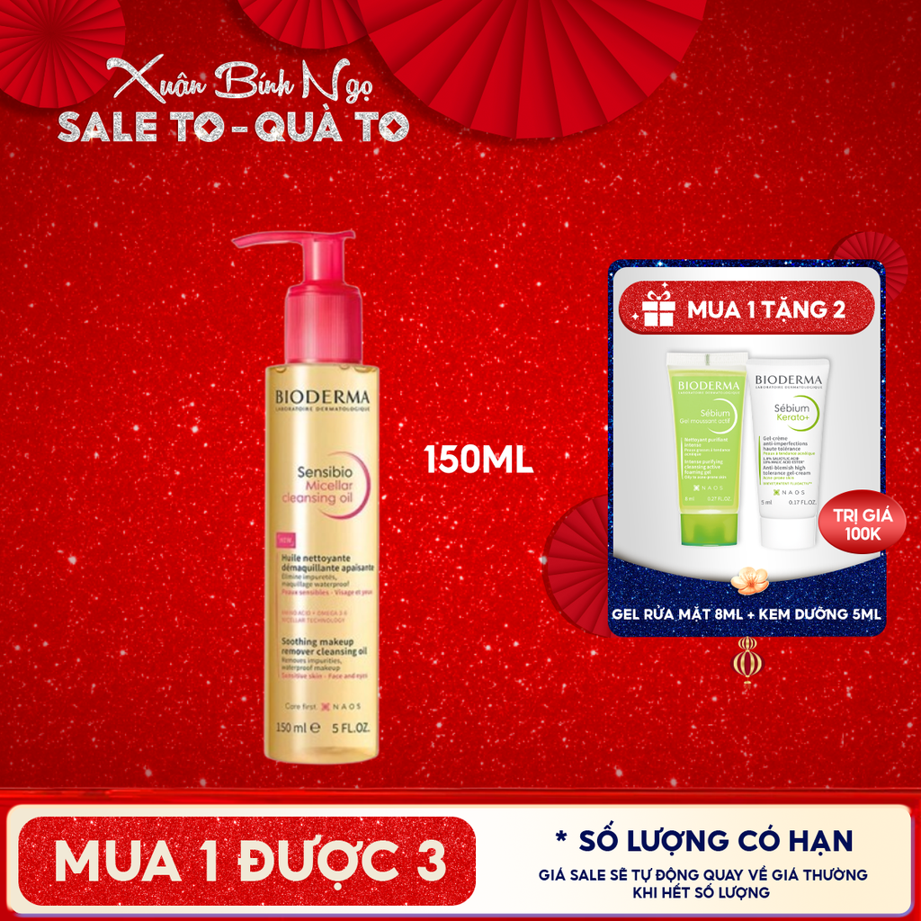 Dầu Tẩy Trang Bioderma Làm Sạch Sâu Sensibio Micellar Cleansing Oil 150ml