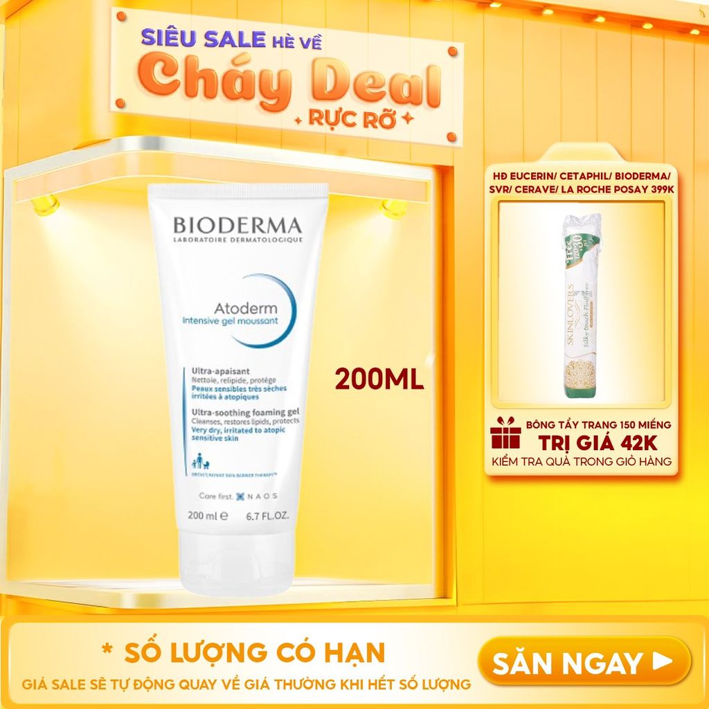 Gel Rửa Mặt Bioderma Dành Cho Da Khô, Viêm Da Cơ Địa Atoderm Intensive Gel Moussant