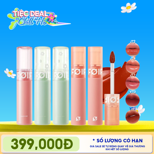  [PACK TIẾT KIỆM 11%] 3 Son Tint Bóng Thuần Chay FOIF Juicy Fit Tint + 2 Son Kem Lì Thuần Chay FOIF Daily Velvet Tint 