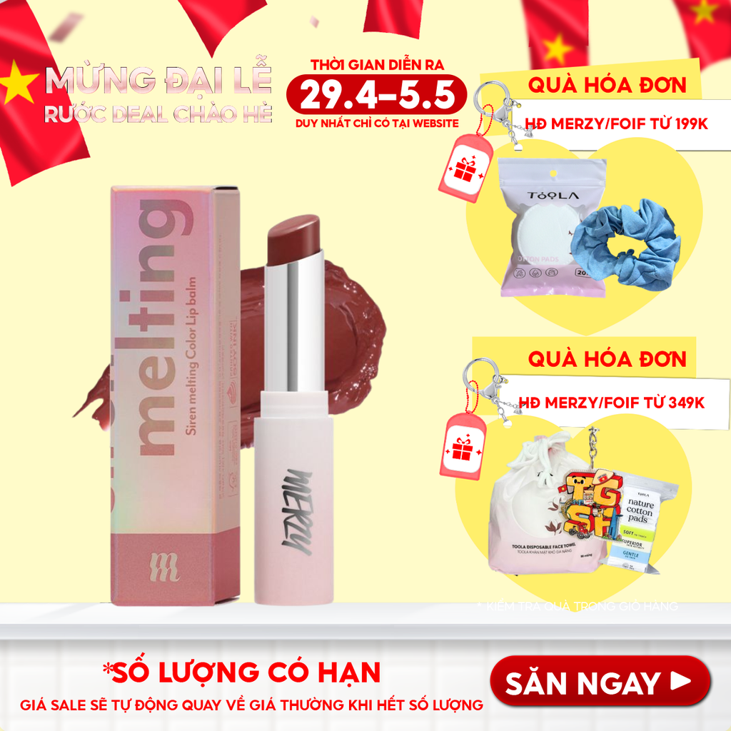 [LB1 -LB8] Son Dưỡng Ẩm Merzy Có Màu Cho Môi Mềm Mịn, Căng Mọng Siren Melting Color Lip Balm 3g
