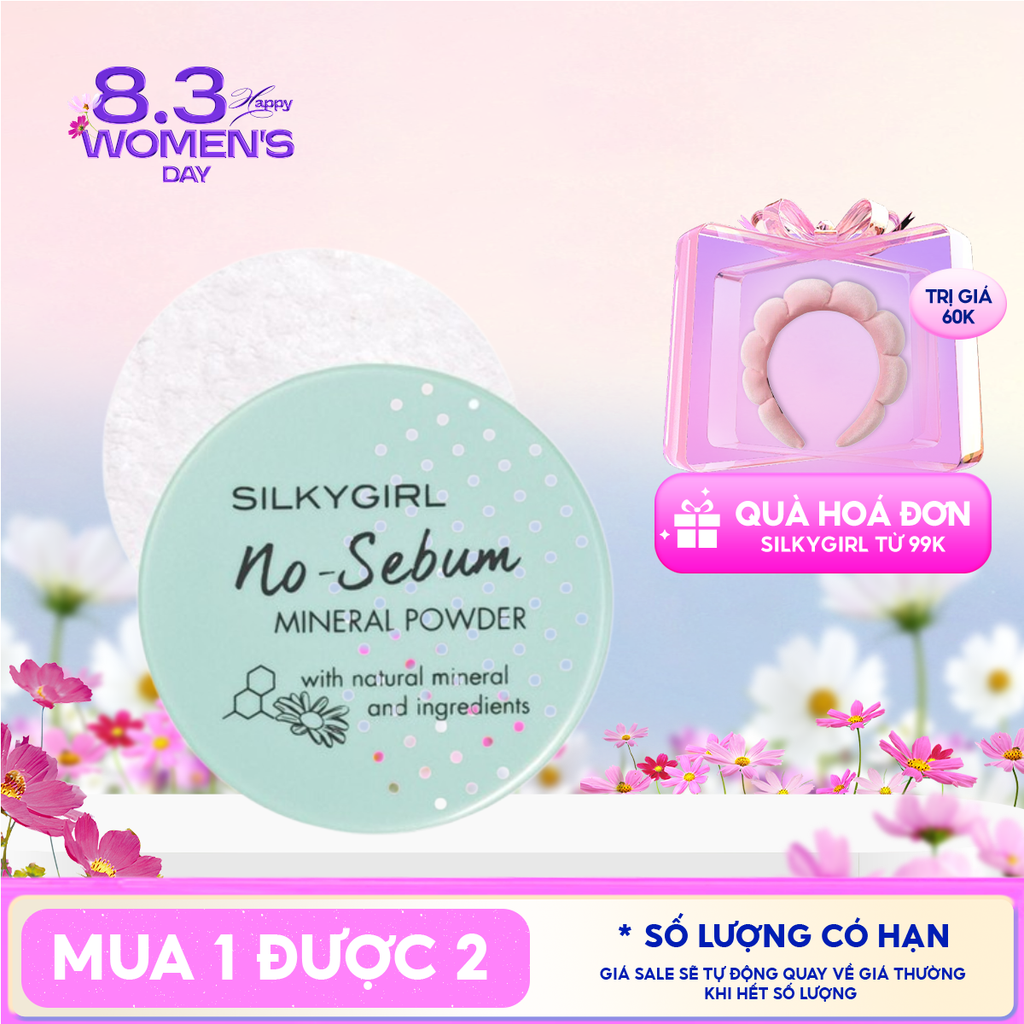 Phấn Phủ Silkygirl Dạng Bột Kiềm Dầu Cho Da Mịn Màng No Sebum Mineral Powder 5g