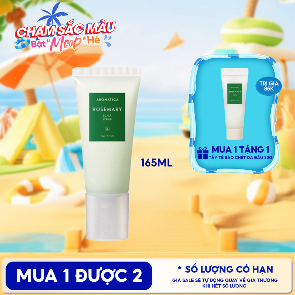 Muối Tẩy Tế Bào Chết Da Đầu Aromatica Rosemary Scalp Scrub 165g