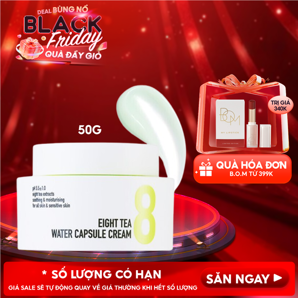 Kem Dưỡng B.O.M Cấp Nước Giúp Da Ẩm Mịn Eight Tea Water Capsule Cream 50g 