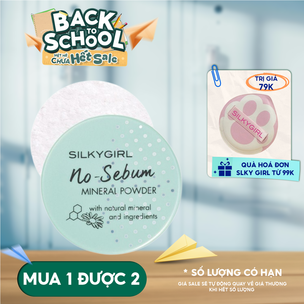 Phấn Phủ Silkygirl Dạng Bột Kiềm Dầu Cho Da Mịn Màng No Sebum Mineral Powder 5g