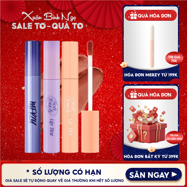  [SL1 - SL14] Son Kem Merzy Siêu Lì, Siêu Mịn Môi Soft Touch Lip Tint 3g 