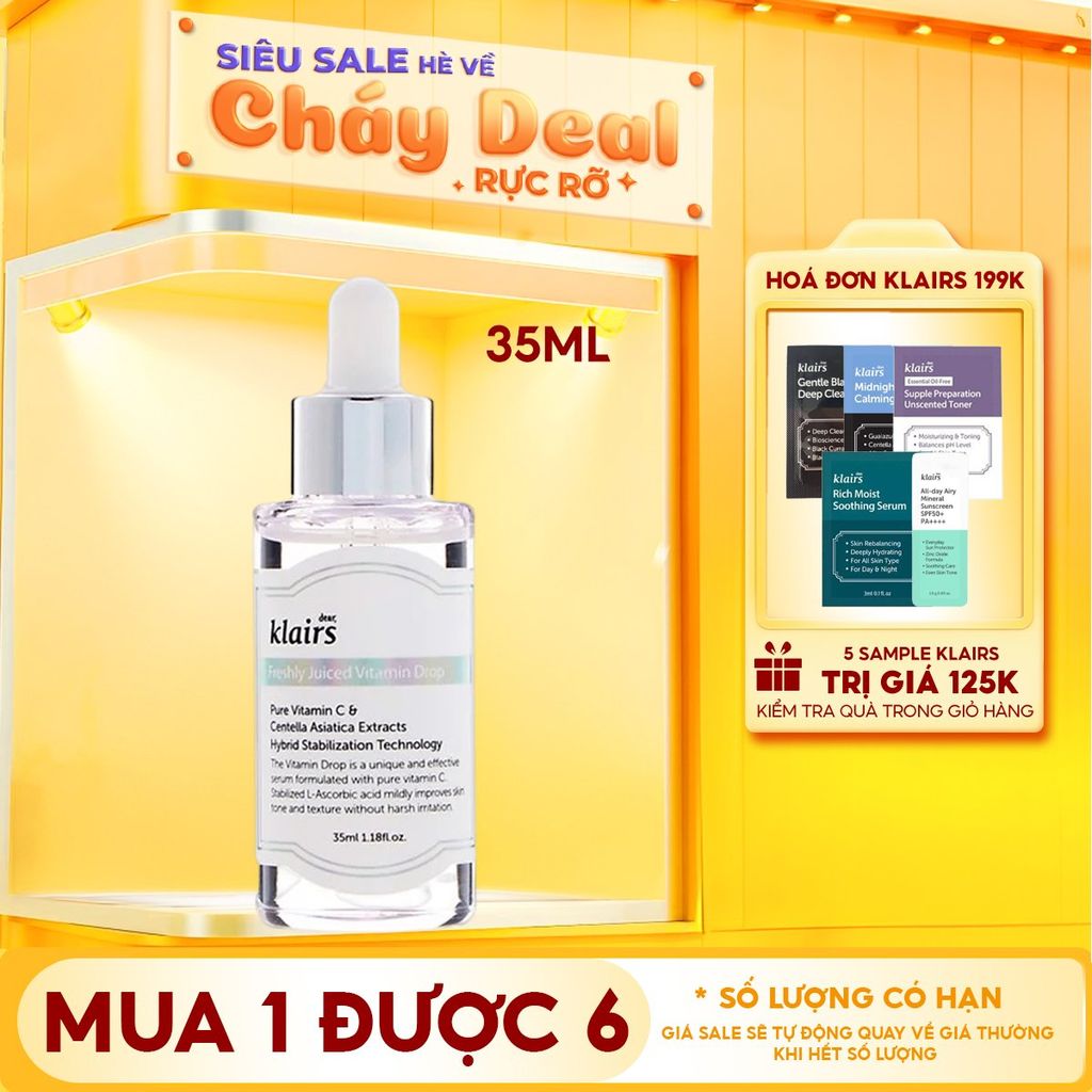 Serum Klairs Vitamin C Hỗ Trợ Dưỡng Sáng, Mờ Thâm Nám Dành Cho Da Dễ Kích Ứng Freshly Juiced Vitamin Drop 35ml