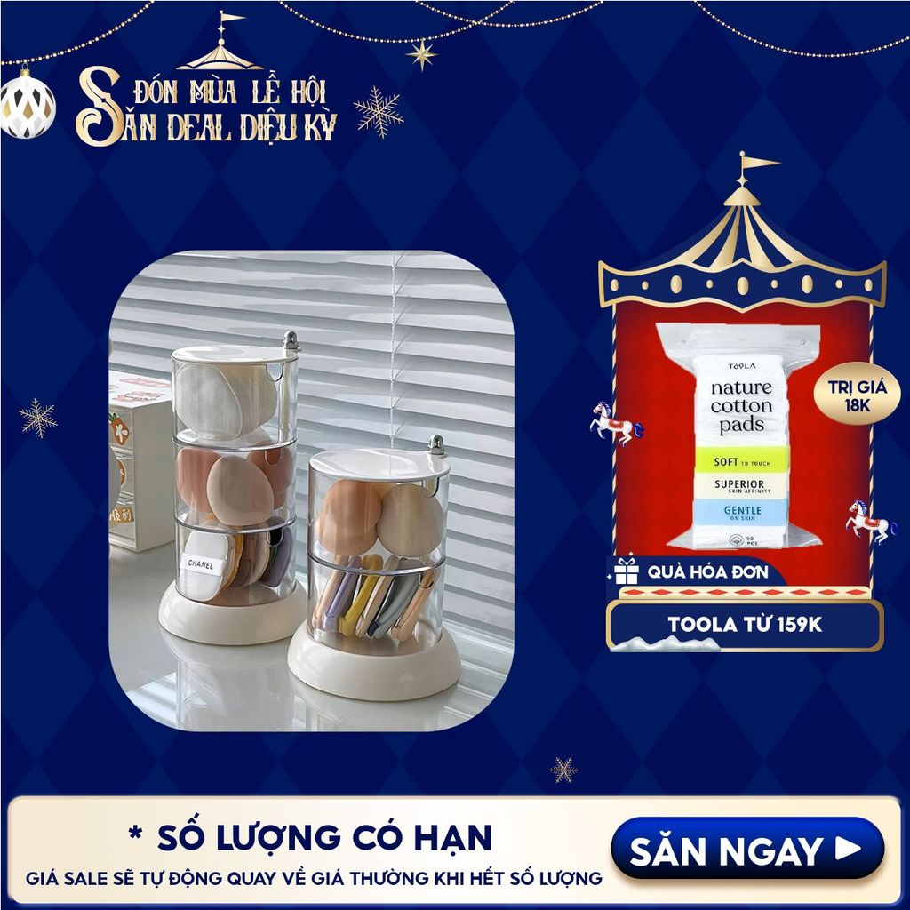 [NHẬP KHẨU] Hộp Đựng Trang Sức, Phụ Kiện TOOLA Nhiều Tầng Xoay 360 Độ, Trong Suốt Đa Năng Accessories Storage Plastic Box