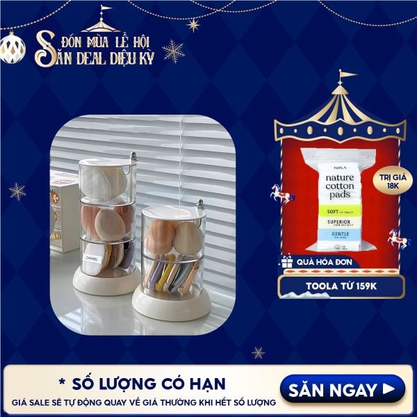  [NHẬP KHẨU] Hộp Đựng Trang Sức, Phụ Kiện TOOLA Nhiều Tầng Xoay 360 Độ, Trong Suốt Đa Năng Accessories Storage Plastic Box 