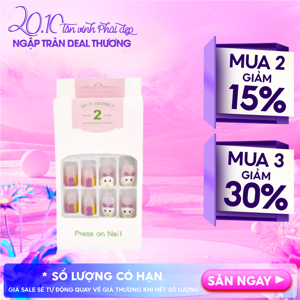 [NHẬP KHẨU] Hộp 24 Móng Tay Giả TOOLA Siêu Bền Nhiều Họa Tiết Xinh Xắn Nail Box (Kèm Keo, Dán Móng Tiện Dụng)