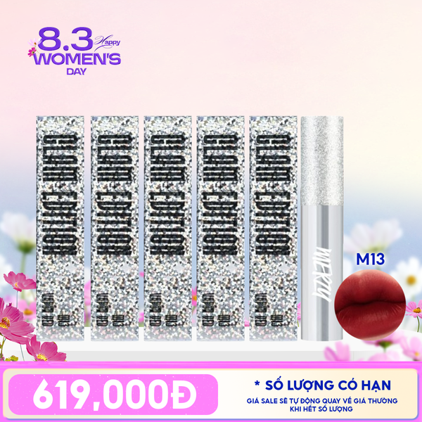  [PACK TIẾT KIỆM 58%] 5 Son Kem Lì Mềm Mịn, Lâu Trôi Merzy The Glam Mellow Tint 4g M13 Vỏ Bạc 