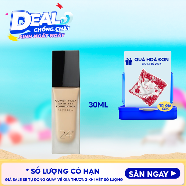  Kem Nền B.O.M Che Phủ Tốt, Mỏng Mịn, Lâu Trôi Cover Flex Skin Fit Foundation 30ml 