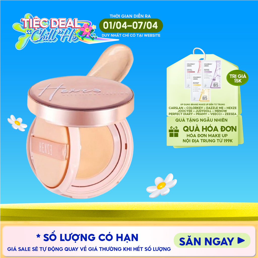 [Set 2 Lõi] Phấn Nước Hexze Lâu Trôi, Mỏng Nhẹ Brightening Longlasting Cushion Foundation 15gx2
