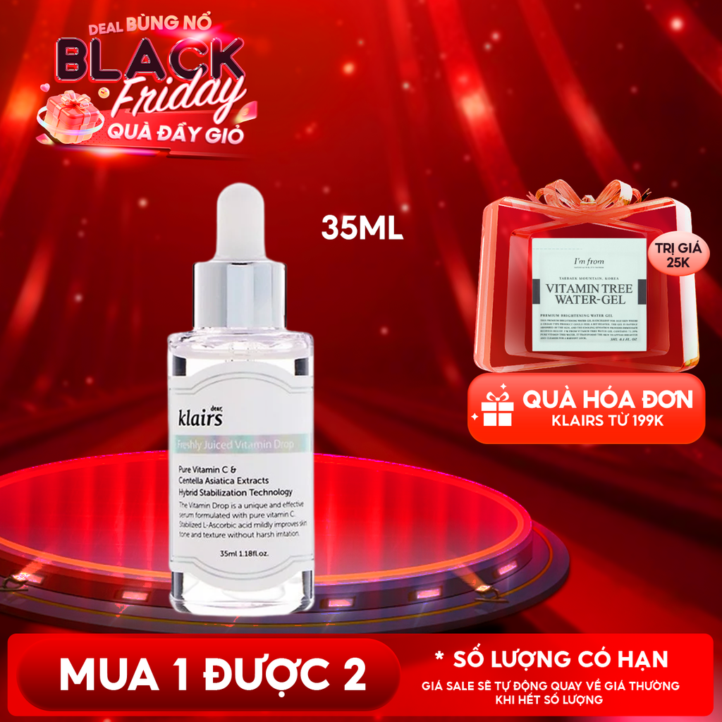 Serum Klairs Vitamin C Hỗ Trợ Dưỡng Sáng, Mờ Thâm Nám Dành Cho Da Dễ Kích Ứng Freshly Juiced Vitamin Drop 35ml