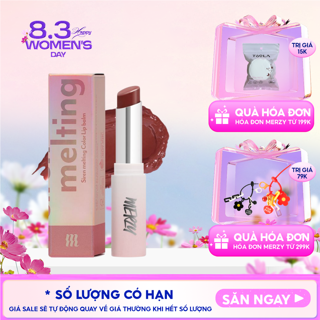[LB1 -LB8] Son Dưỡng Ẩm Merzy Có Màu Cho Môi Mềm Mịn, Căng Mọng Siren Melting Color Lip Balm 3g