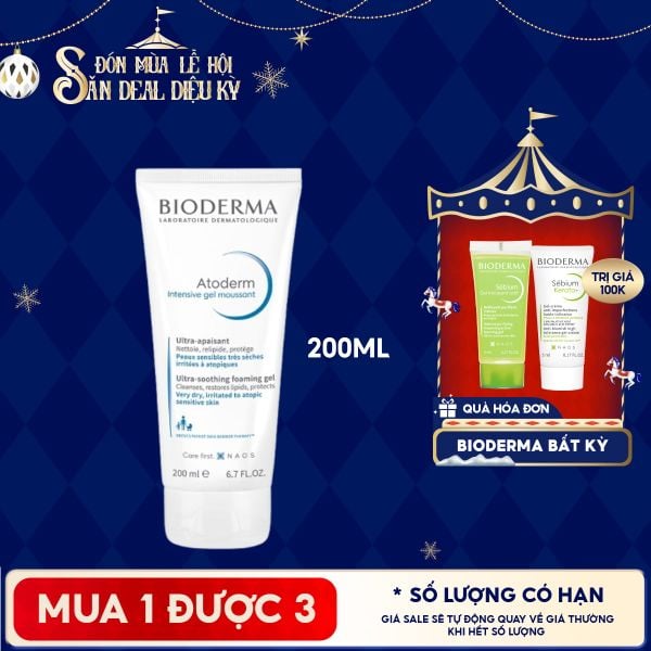  Gel Rửa Mặt Bioderma Dành Cho Da Khô, Viêm Da Cơ Địa Atoderm Intensive Gel Moussant 