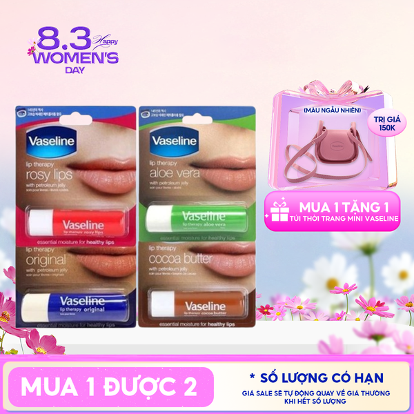  Son Thỏi Vaseline Dưỡng Ẩm, Chống Nứt Nẻ Môi Có Màu, Không Màu Lip Therapy Dạng Thỏi 4.8g 