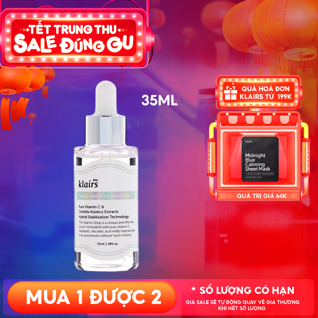 Serum Klairs Vitamin C Hỗ Trợ Dưỡng Sáng, Mờ Thâm Nám Dành Cho Da Dễ Kích Ứng Freshly Juiced Vitamin Drop 35ml