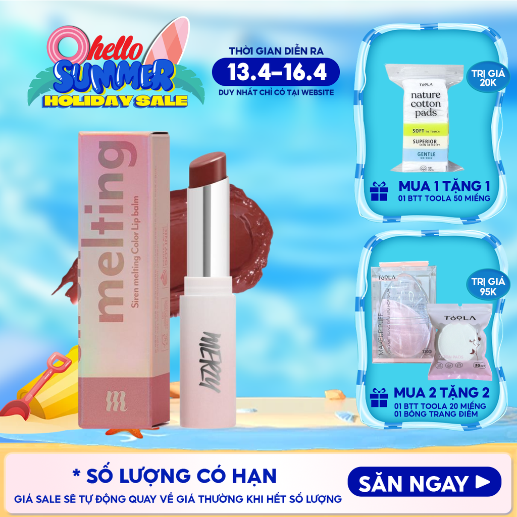 [LB1 -LB8] Son Dưỡng Ẩm Merzy Có Màu Cho Môi Mềm Mịn, Căng Mọng Siren Melting Color Lip Balm 3g