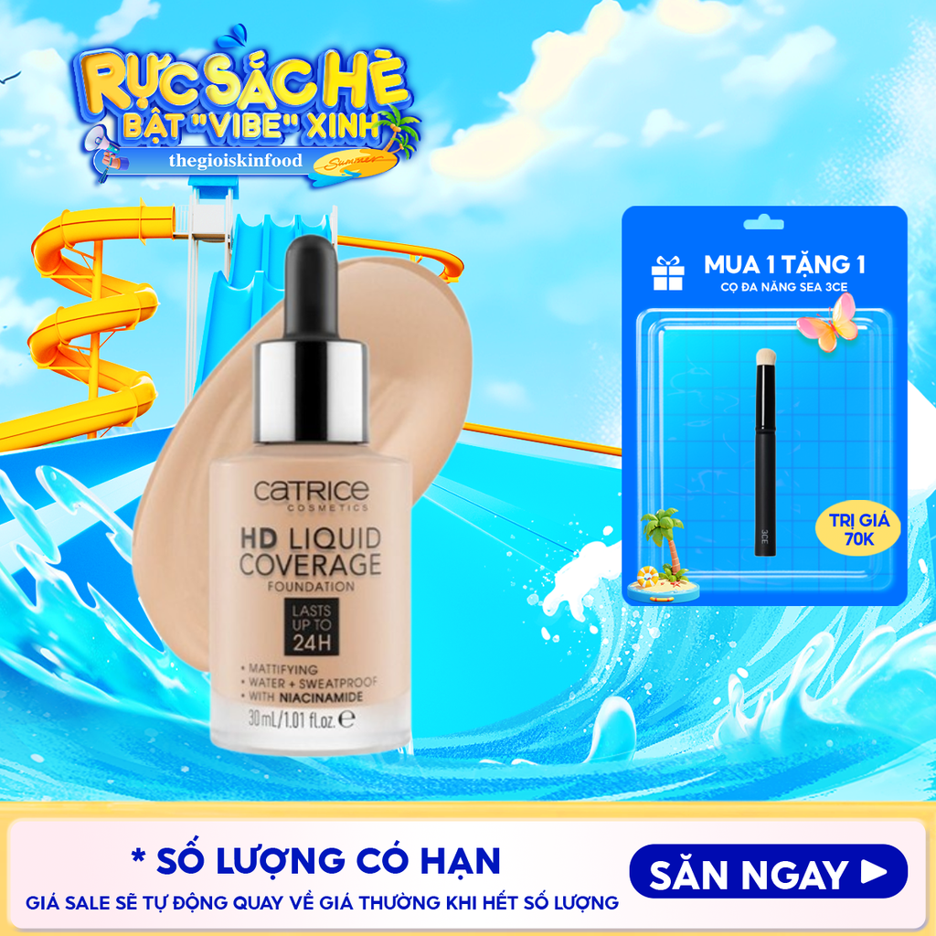Kem Nền Kiềm Dầu, Che Phủ Tự Nhiên Catrice HD Liquid Coverage Foundation 30ml