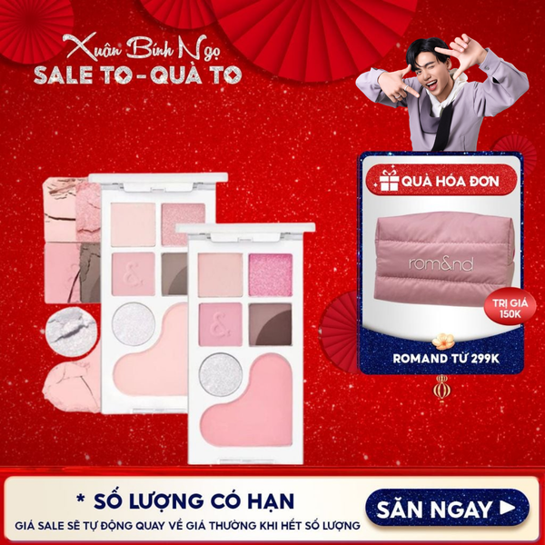  Bảng Phấn Mắt & Má Hồng Romand Ngọt Ngào, Lấp Lánh Bare Layer Palette 14g 