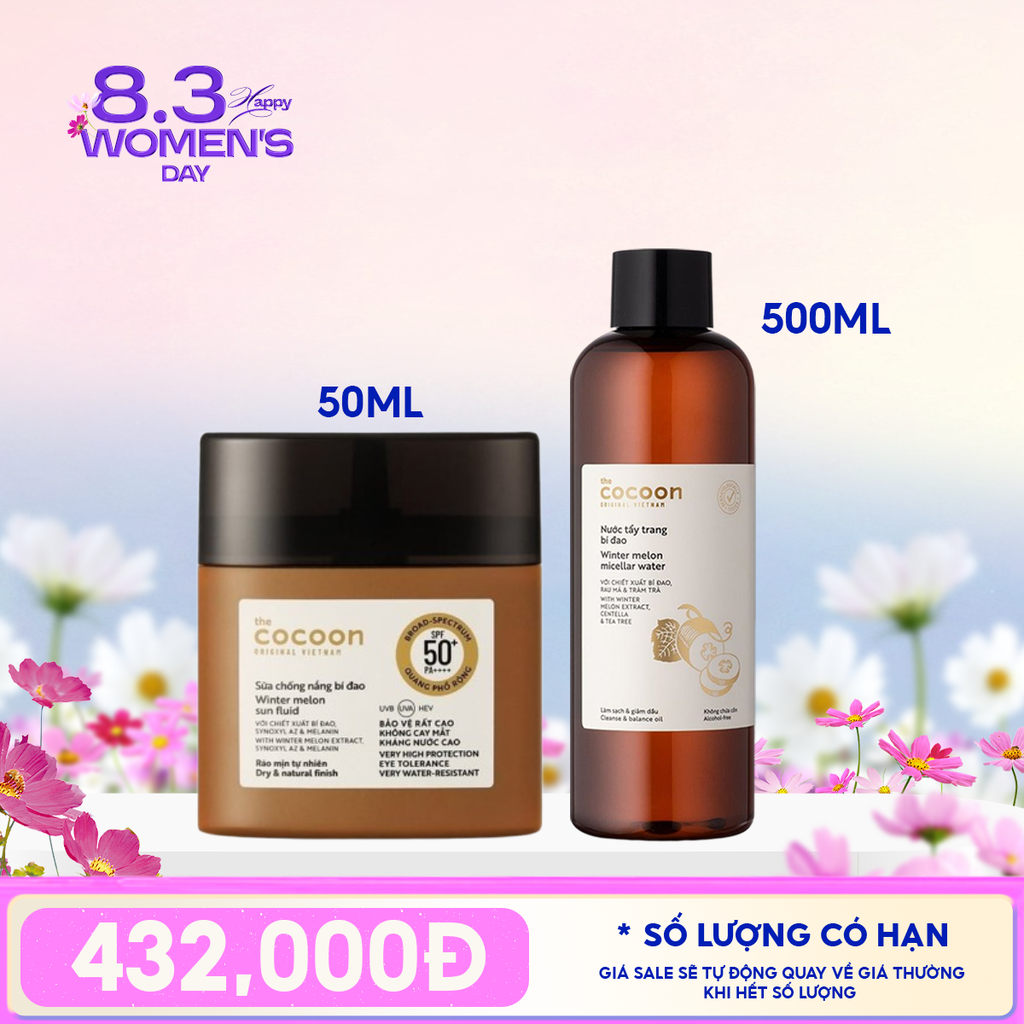 Sữa Chống Nắng Thuần Chay Cocoon Bí Đao Quang Phổ Rộng Winter Melon Sun Fluid Broad-Spectrum SPF 50+ PA++++, UVA – PF 62.6
