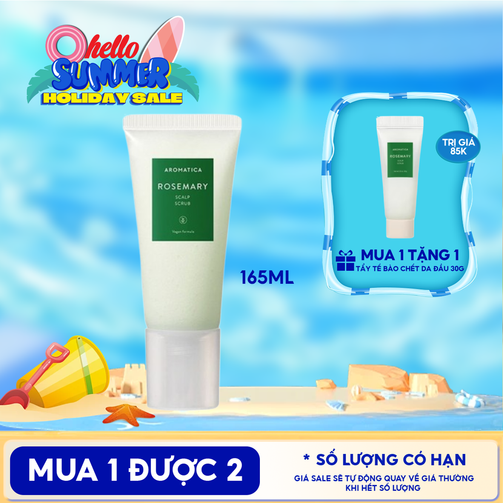 Muối Tẩy Tế Bào Chết Da Đầu Aromatica Rosemary Scalp Scrub 165g