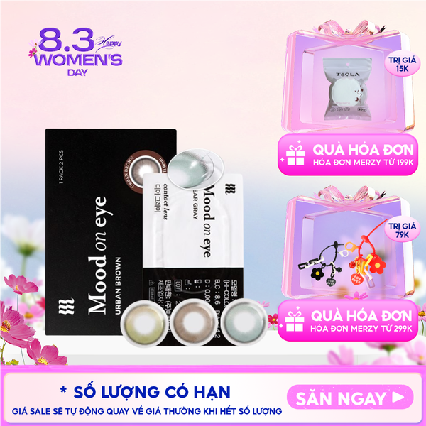  Kính Áp Tròng Merzy Lens Mắt Màu Tự Nhiên, Cao Cấp Hàn Quốc Mood On Eye Contact Lens 