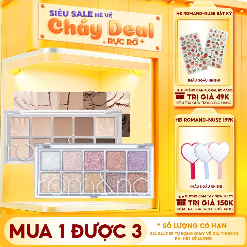 [NEW][Màu 00 - 13] Bảng Phấn Mắt 10 Ô Siêu Lấp Lánh Romand Better Than Eye Palette