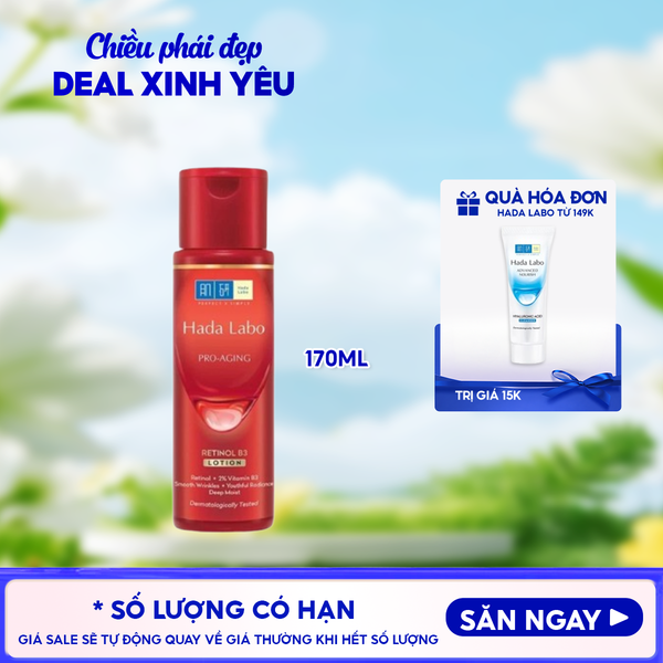  Nước Hoa Hồng Hada Labo Hỗ Trợ Cải Thiện Lão Hóa Da Pro-Aging Retinol B3 Lotion 170ml 