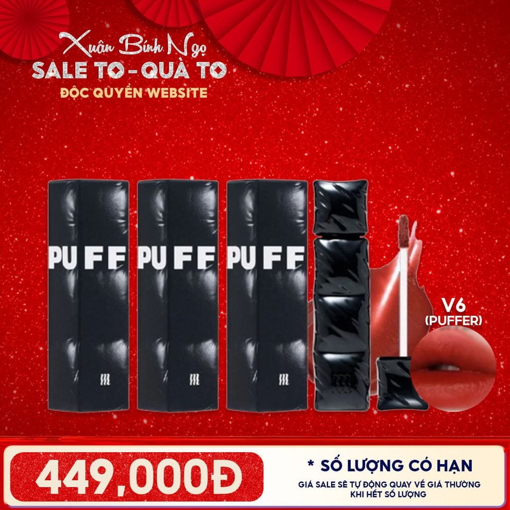 [ĐỘC QUYỀN - COMBO SIÊU HỜI] 3 Son Phao Kem Lì Merzy Bền Màu, Lâu Trôi Puffer Velvet Tint 3.7g #V6 Firenze Negroni