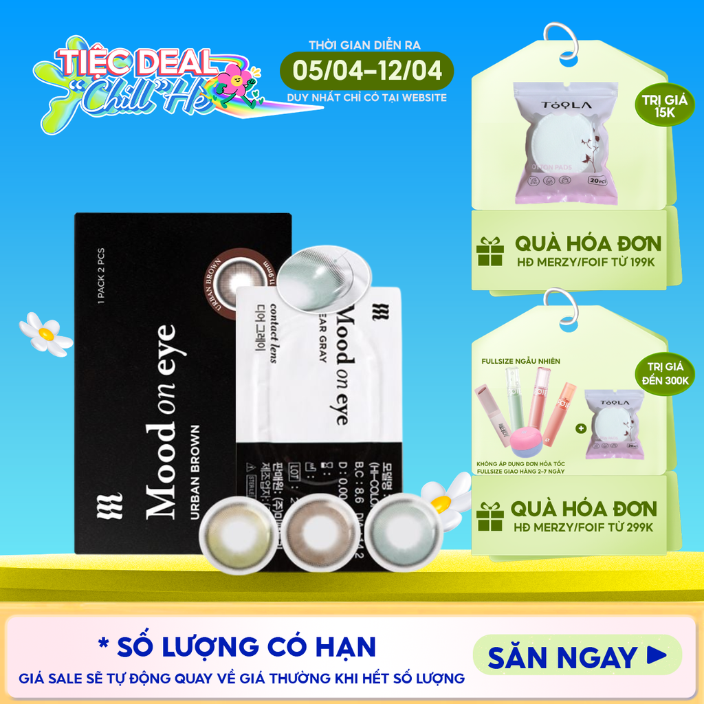 Kính Áp Tròng Merzy Lens Mắt Màu Tự Nhiên, Cao Cấp Hàn Quốc Mood On Eye Contact Lens