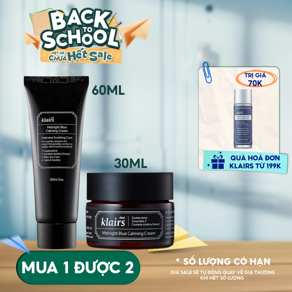 Kem Dưỡng Klairs Làm Dịu, Cải Thiện Da Ban Đêm Midnight Blue Calming Cream