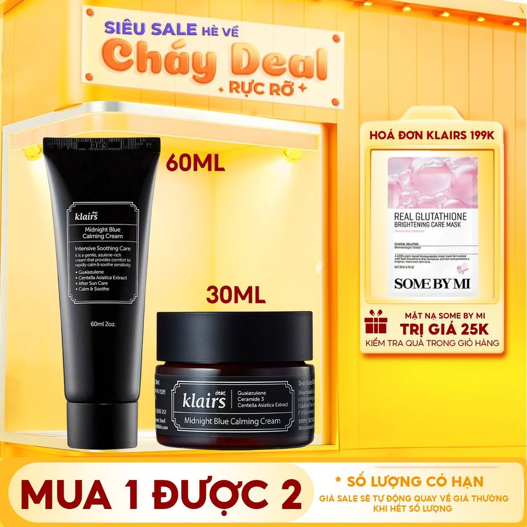 Kem Dưỡng Klairs Làm Dịu, Cải Thiện Da Ban Đêm Midnight Blue Calming Cream