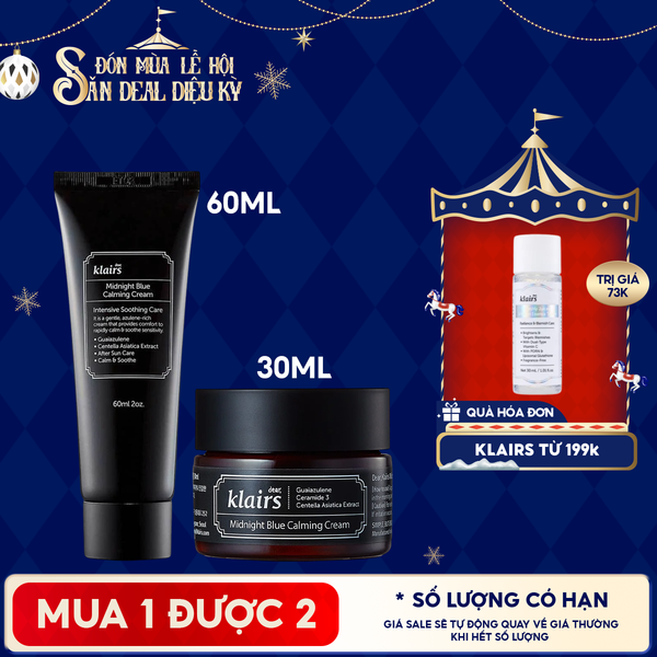  Kem Dưỡng Klairs Làm Dịu, Cải Thiện Da Ban Đêm Midnight Blue Calming Cream 