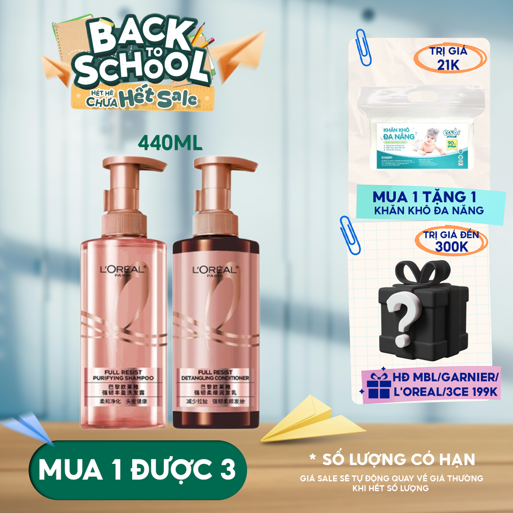 Dầu Gội, Dầu Xả L'oreal Giảm Rụng Tóc, Giúp Tóc Chắc Khỏe Full Resist 440ml