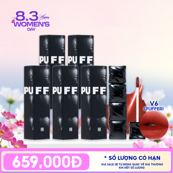  [PACK TIẾT KIỆM 58%] 5 Son Phao Kem Lì Merzy Bền Màu, Lâu Trôi Puffer Velvet Tint 3.7g #V6 Firenze Negroni 