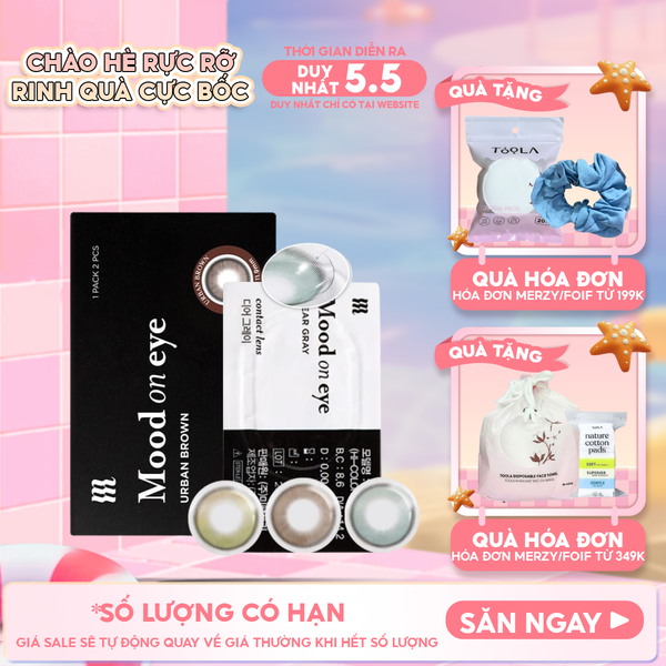  Kính Áp Tròng Merzy Lens Mắt Màu Tự Nhiên, Cao Cấp Hàn Quốc Mood On Eye Contact Lens 