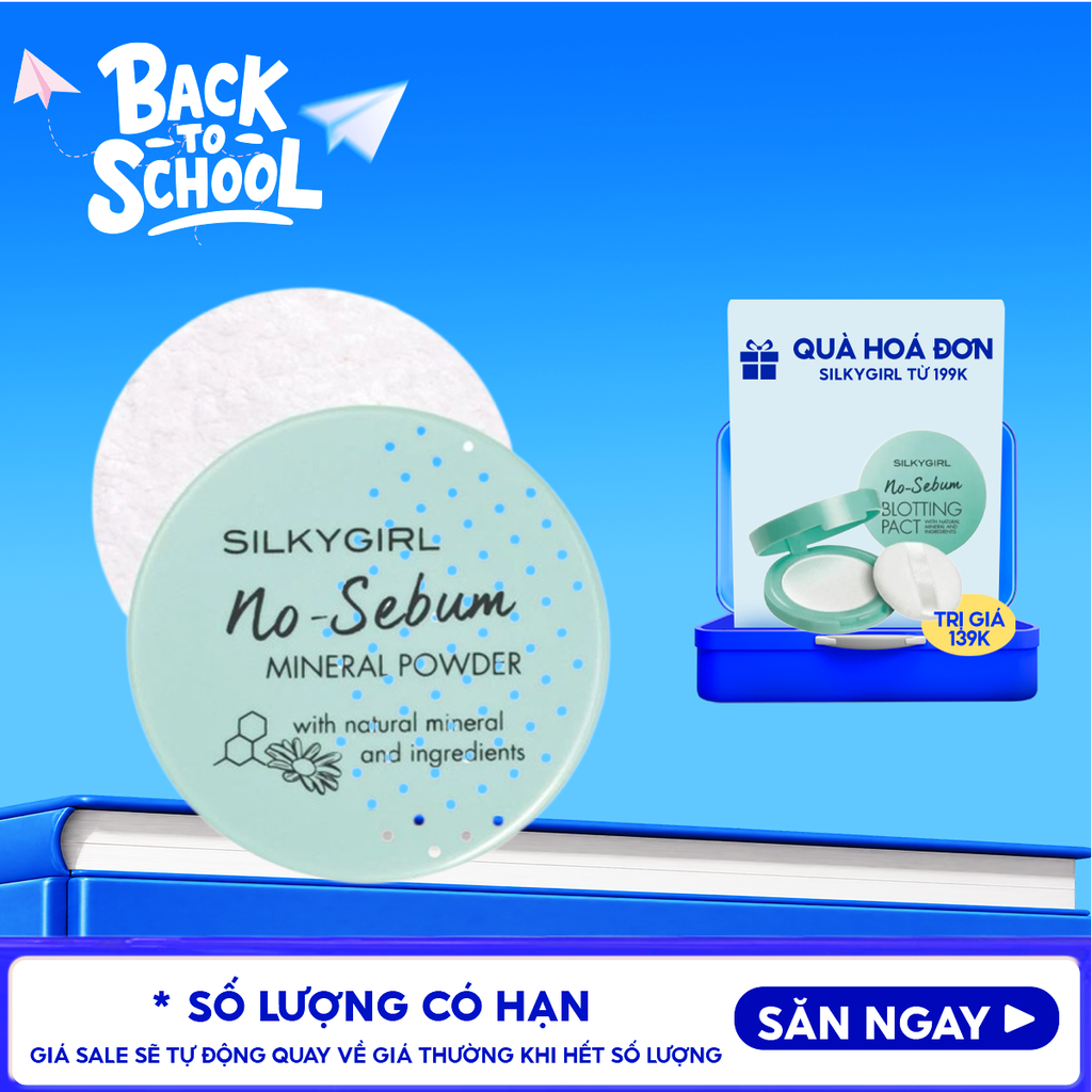 Phấn Phủ Silkygirl Dạng Bột Kiềm Dầu Cho Da Mịn Màng No Sebum Mineral Powder 5g