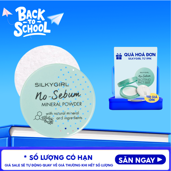  Phấn Phủ Silkygirl Dạng Bột Kiềm Dầu Cho Da Mịn Màng No Sebum Mineral Powder 5g 