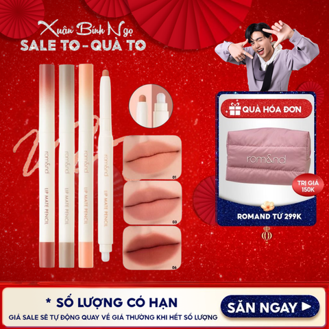 Chì Kẻ Viền Môi Romand Nhung Lì, Lâu Trôi, Thiết Kế 2 Đầu Lip Mate Pencil 0.5g