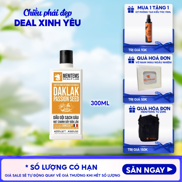  Dầu Gội Menitems Làm Sạch Gàu Chanh Dây Menitems Daklak Passion Seed 300ml 