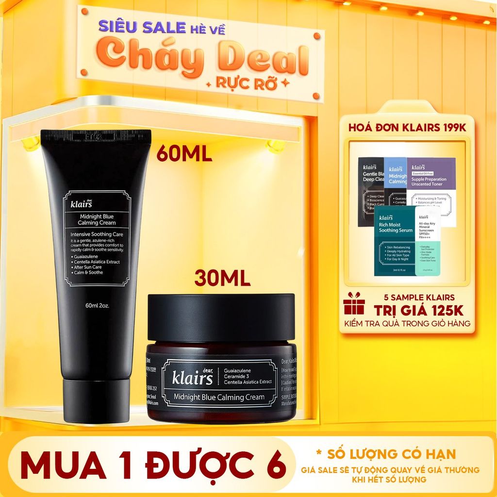 Kem Dưỡng Klairs Làm Dịu, Cải Thiện Da Ban Đêm Midnight Blue Calming Cream