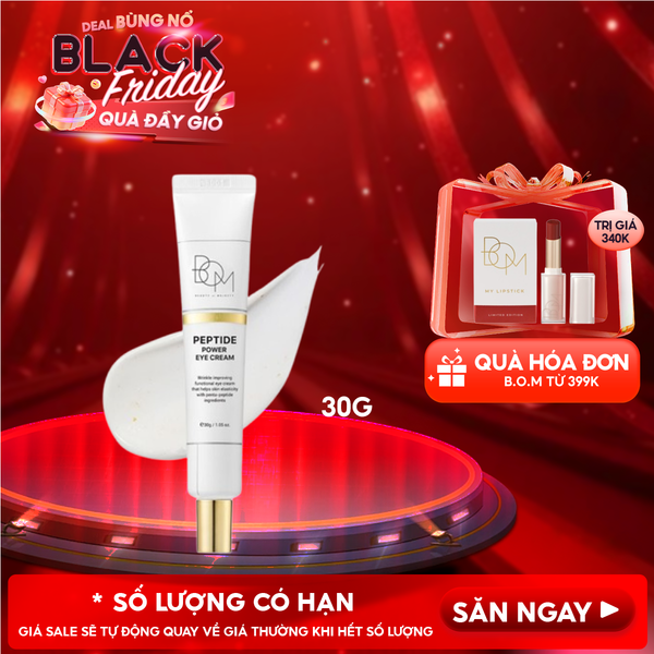  Kem Dưỡng Mắt B.O.M Cấp Ẩm, Hỗ Trợ Mờ Nếp Nhăn Peptide Power Eye Cream 30g 