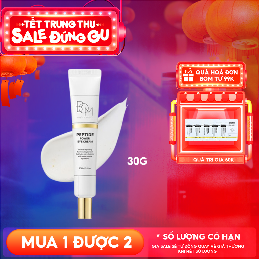 Kem Dưỡng Mắt B.O.M Cấp Ẩm, Hỗ Trợ Mờ Nếp Nhăn Peptide Power Eye Cream 30g