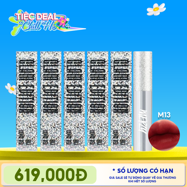  [PACK TIẾT KIỆM 58%] 5 Son Kem Lì Mềm Mịn, Lâu Trôi Merzy The Glam Mellow Tint 4g M13 Vỏ Bạc 