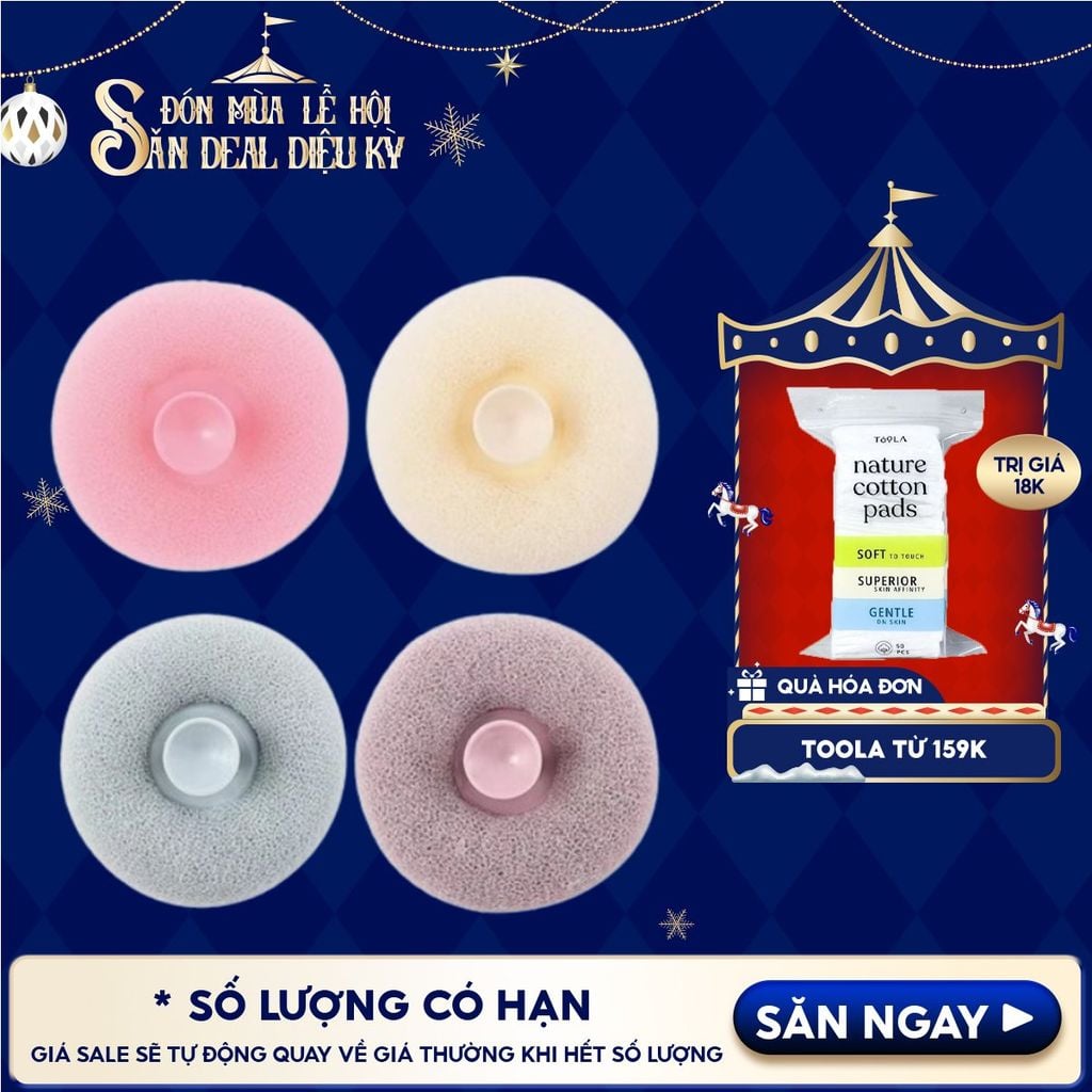 [NHẬP KHẨU] Bông Tắm Tròn Có Tay Cầm, Tạo Bọt Mềm Mịn TOOLA - TLA017 (Màu ngẫu nhiên)