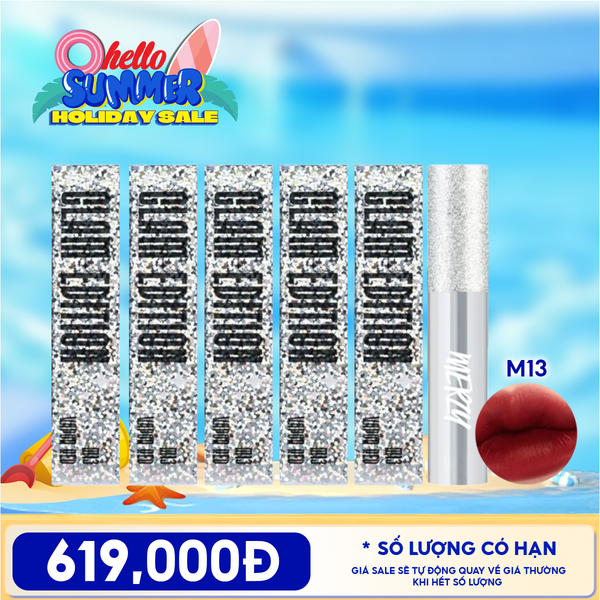  [PACK TIẾT KIỆM 58%] 5 Son Kem Lì Mềm Mịn, Lâu Trôi Merzy The Glam Mellow Tint 4g M13 Vỏ Bạc 