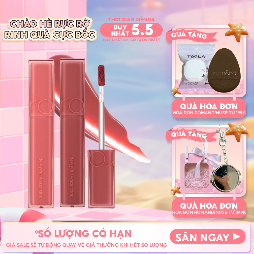 Son Tint Bóng Romand Siêu Lì Cho Đôi Môi Căng Mọng Dewyful Water Tint 5g