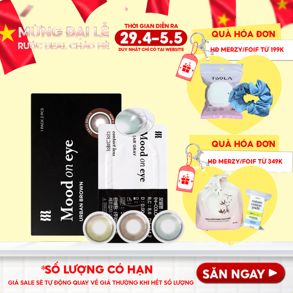  Kính Áp Tròng Merzy Lens Mắt Màu Tự Nhiên, Cao Cấp Hàn Quốc Mood On Eye Contact Lens 